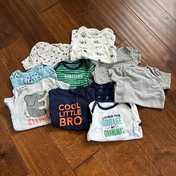 Carter's  Boys 3 - 6 Month Bodysuits Lot of 10 Long and Short Sleeve - Picture 1 of 9